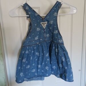 VTG Y2K  OshKosh B'gosh Kids Baby Dress Overals Blue Floral Denim Used 3T